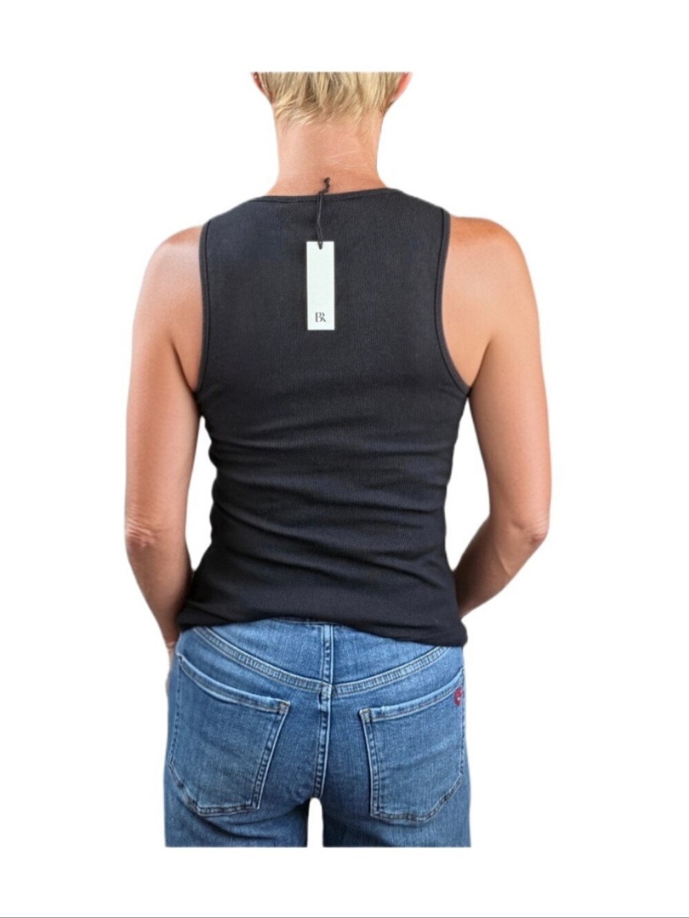 NWT. BANANA REPUBLIC Ribbed Cutaway Tank In Black - Picture 8 of 12